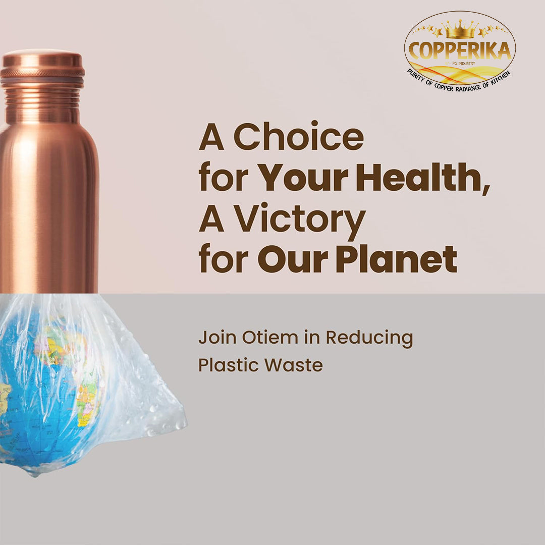 Copperika Pure Copper Water Bottle 750ml + Copper Glass 300m Combo Set Pack of 2 Original Heavy Build |BPA Free With Ayurvedic & Other Health Benefits For Home, Office, & Travel