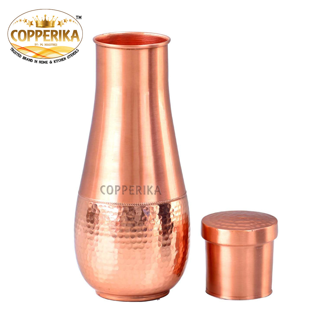 Copperika Tulip Pot Jar 100% Pure Copper Water Bottle 1600ml Original Heavy Build |BPA Free with Ayurvedic & Other Health Benefits for Home, Office & Etc