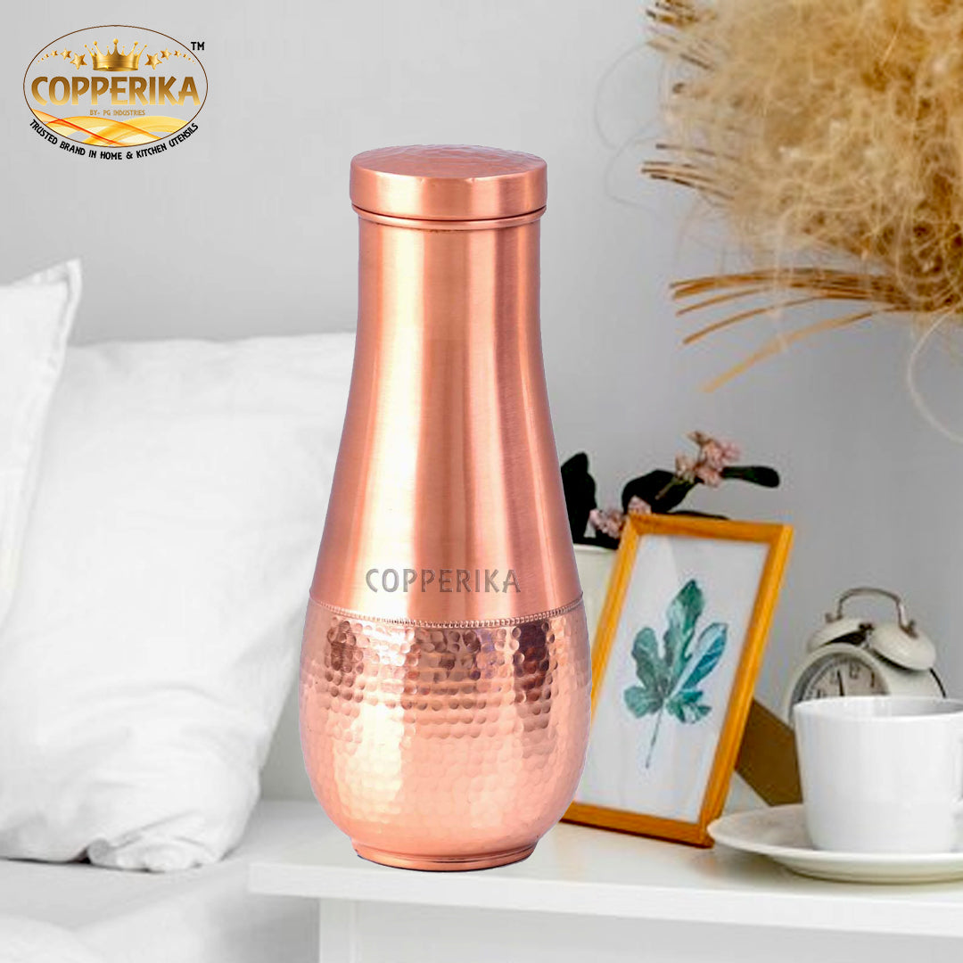 Copperika Tulip Pot Jar 100% Pure Copper Water Bottle 1600ml Original Heavy Build |BPA Free with Ayurvedic & Other Health Benefits for Home, Office & Etc