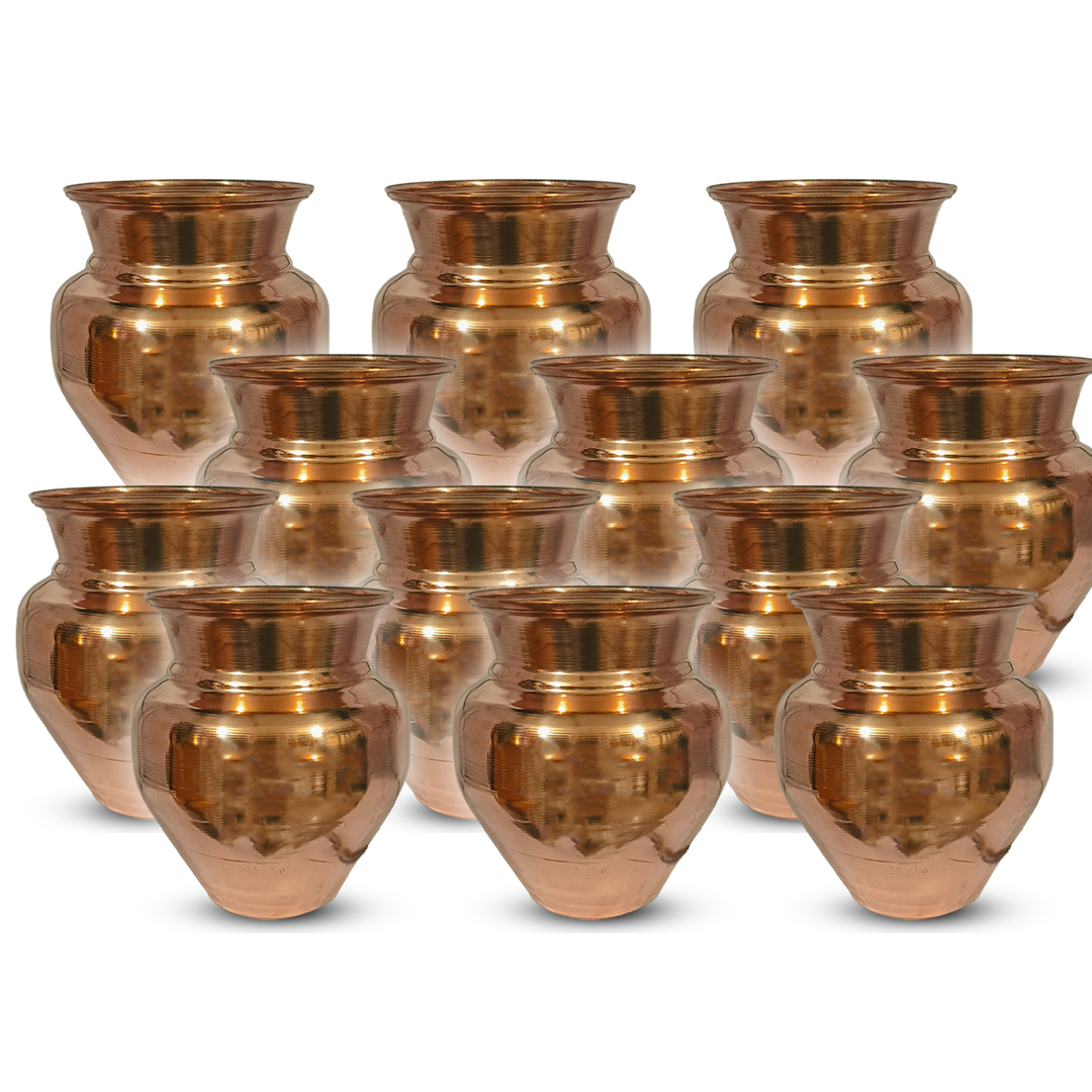 Copperika Pure Copper Kalash 1000ml Medium Size for Pooja & Drinking Water | Heavy Build | Copper Puja Lota for Festivals | Mangal Kalash | for Poojan Worship Temple Home | Light Weight