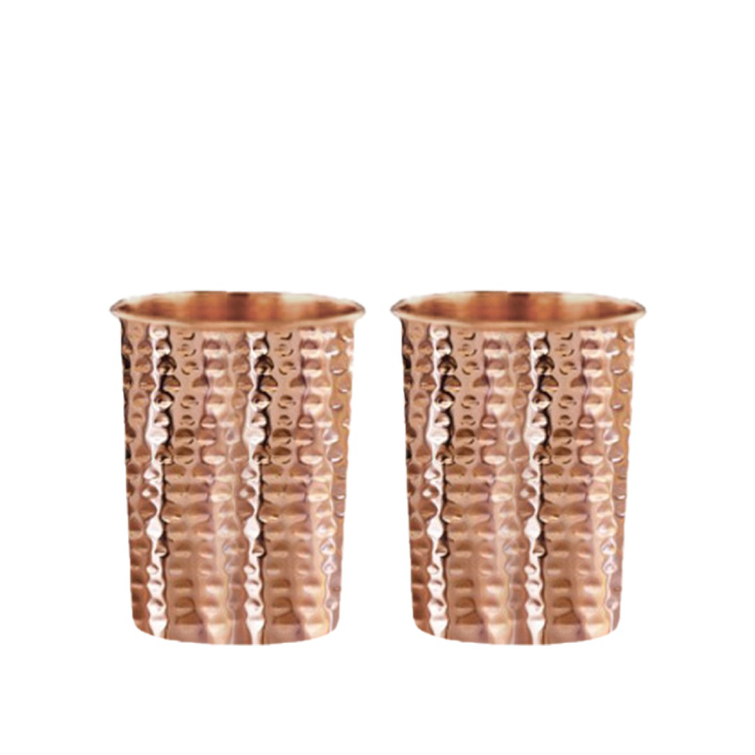 Copperika Gift Set Pure Hammered Copper Water Bottle 1000ml + Copper Glass (Pack of 2-300ml Each) Original Heavy Build |BPA Free With Ayurvedic & Other Health Benefits For Home, Office, & Travel
