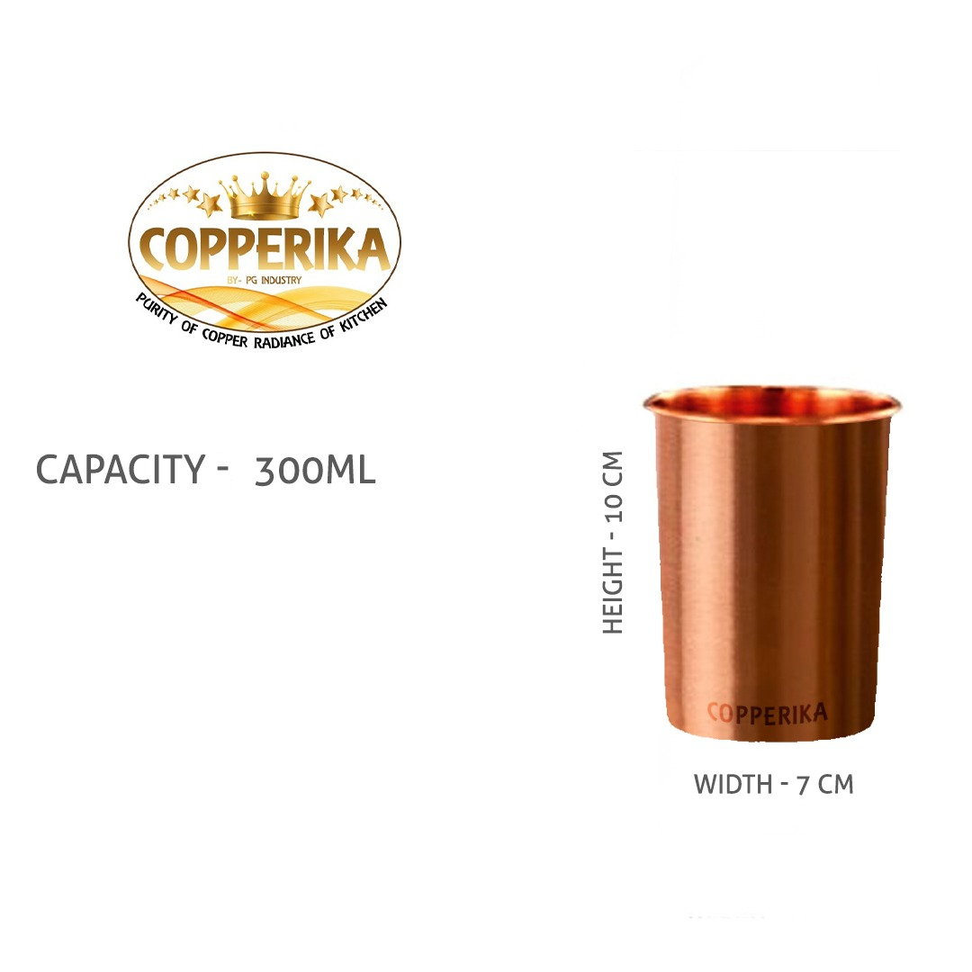 Copperika Pure Copper Water Bottle 750ml + Copper Glass 300m Combo Set Pack of 2 Original Heavy Build |BPA Free With Ayurvedic & Other Health Benefits For Home, Office, & Travel