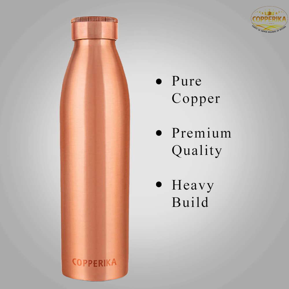 Copperika Classic Diwali Gift Set Copper Water Bottle litre 1000ml + Copper Glass (Pack of 2-300ml Each) Original Heavy Build |BPA Free With Ayurvedic & Other Health Benefits For All Users