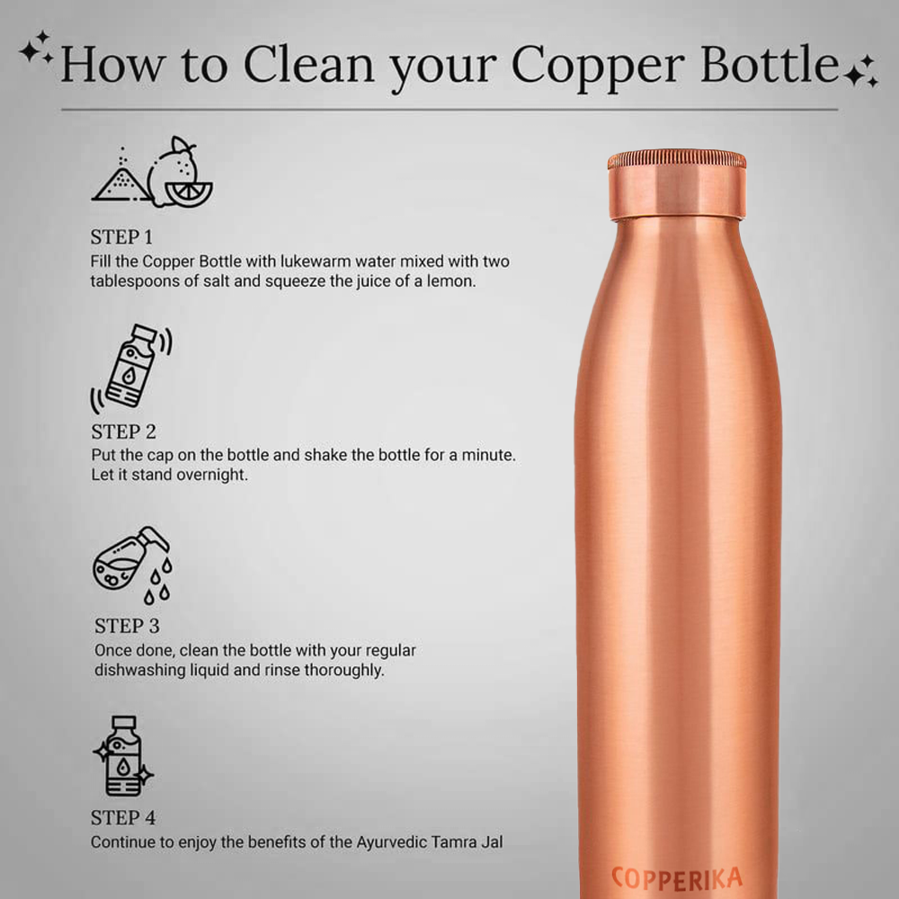 Copperika Classic Diwali Gift Set Copper Water Bottle litre 1000ml + Copper Glass (Pack of 2-300ml Each) Original Heavy Build |BPA Free With Ayurvedic & Other Health Benefits For All Users