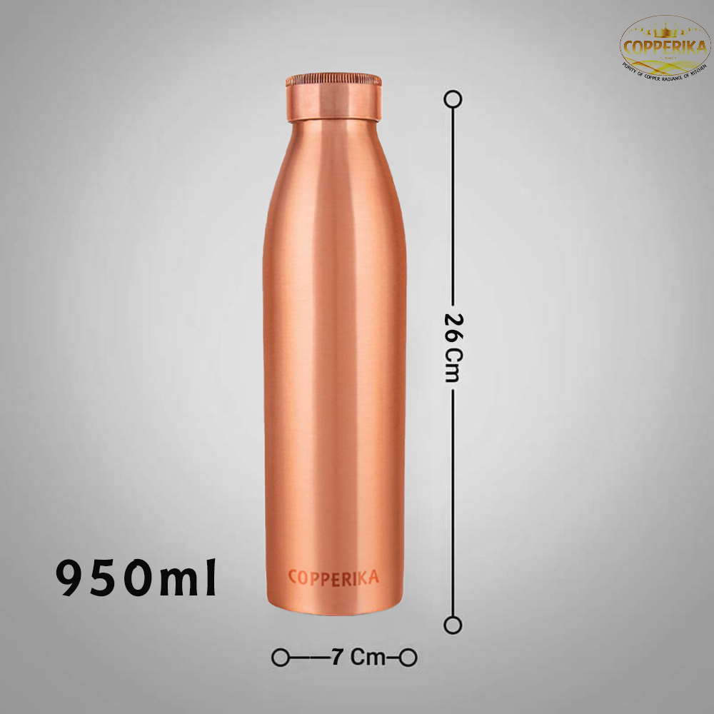 Copperika Classic Copper Water Bottle 950ml Original Heavy Build | BPA Free | 100% Leak Proof With Ayurvedic & Other Health Benefits