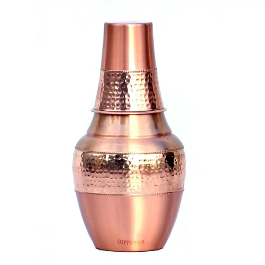 Copperika Venus Pot Jar Copper Water Bottle 1300ml with Copper Glass Original Heavy Build |BPA Free with Ayurvedic & Other Health Benefits for Home & Office