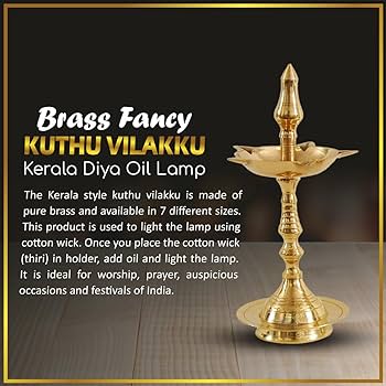 Copperika Pure Brass Diya Kerala Samai (Set of 2) Heavy Build | Traditional Oil Lamp Deepak Lamp Kutthu vilakku Panchmahal Deepam for Pooja Mandir Diwali Indian Puja Wedding Return Gift Items