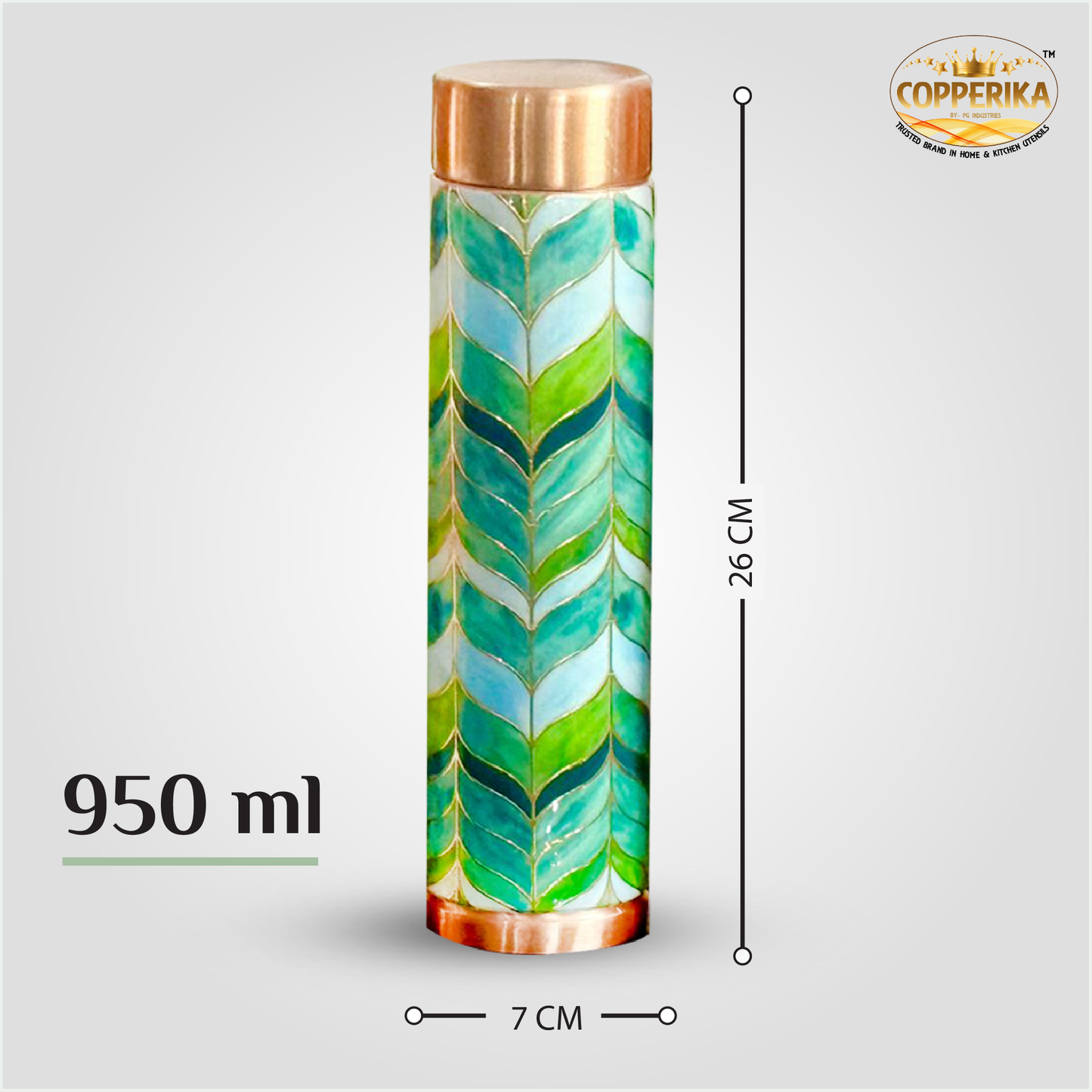 Copperika Premium  Printed 100% Pure Copper Water Bottle 1 litre Original Heavy Build | Gift Item | Marriage | Anniversary For Home, Office, Kids & Etc