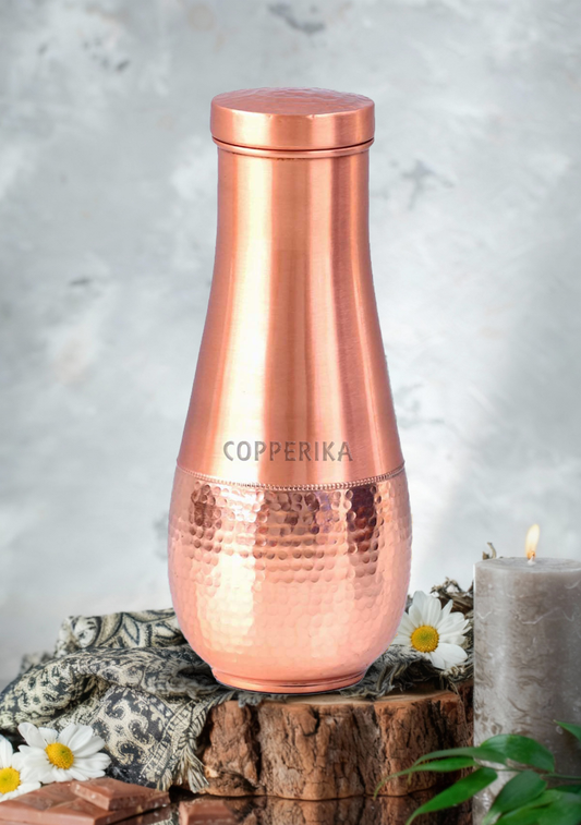 Copperika Tulip Pot Jar 100% Pure Copper Water Bottle 1600ml Original Heavy Build |BPA Free with Ayurvedic & Other Health Benefits for Home, Office & Etc