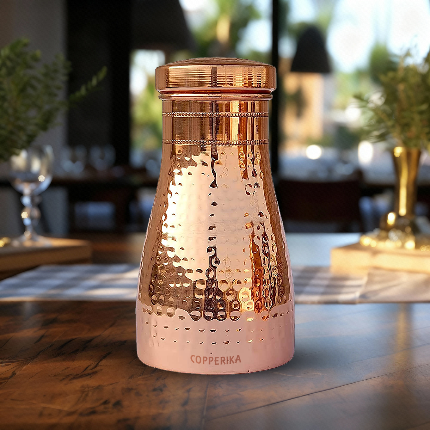 Copperika Pure Bedroom Jar Copper Water Bottle 1 Litre - 1000ml Original With Ayurvedic & Other Health Benefits | BPA Free | Heavy Quality Build | For Home, Office, Kids & Travel