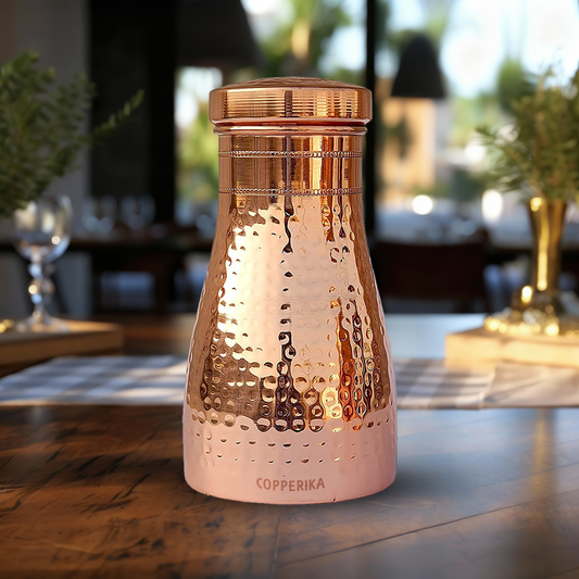 Copperika Pure Bedroom Jar Copper Water Bottle 1 Litre - 1000ml Original With Ayurvedic & Other Health Benefits | BPA Free | Heavy Quality Build | For Home, Office, Kids & Travel