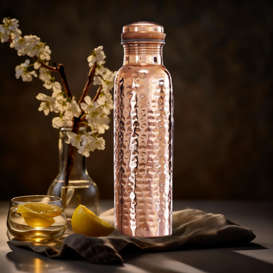 Copperika Hammered Polish Copper Water Bottle 1 Litre (1000ml) Original Heavy Build | BPA Free | 100% Leak Proof With Ayurvedic & Other Health Benefits For Home, Office, & Travel