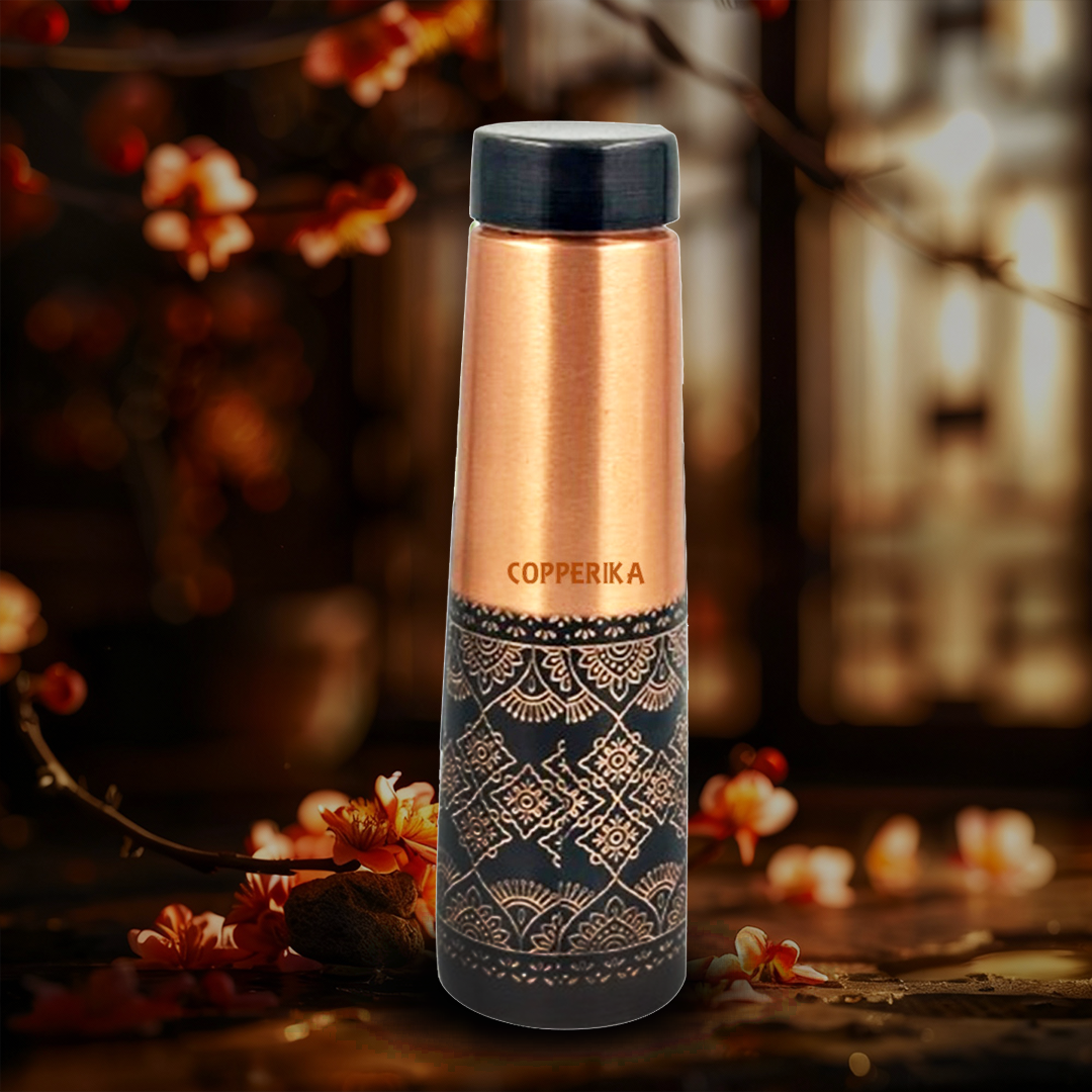 Copperika Luxurious 100% Pure Copper Water Bottle 950ml Original Heavy Build | Gift Item | Marriage | Anniversary For All Users