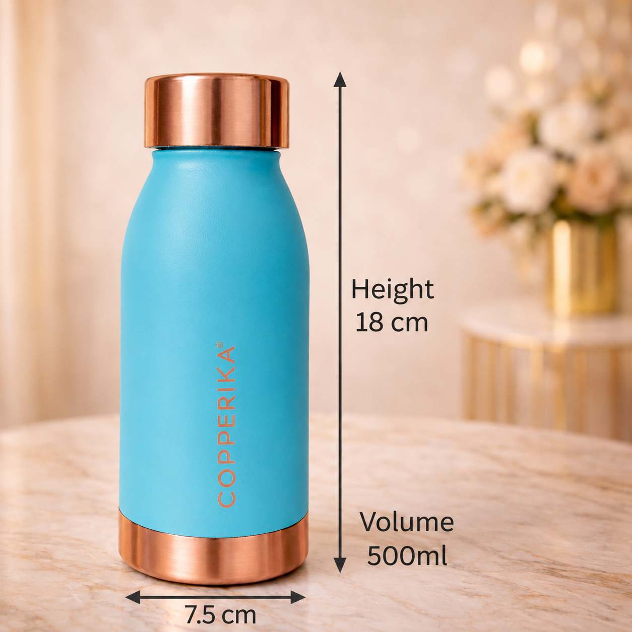 Copperika® Printed 100% Pure Copper Water Bottle 500ml Original Heavy Build | Gift Item | Marriage | Return Gift Item For Home, Office, Kids & Etc