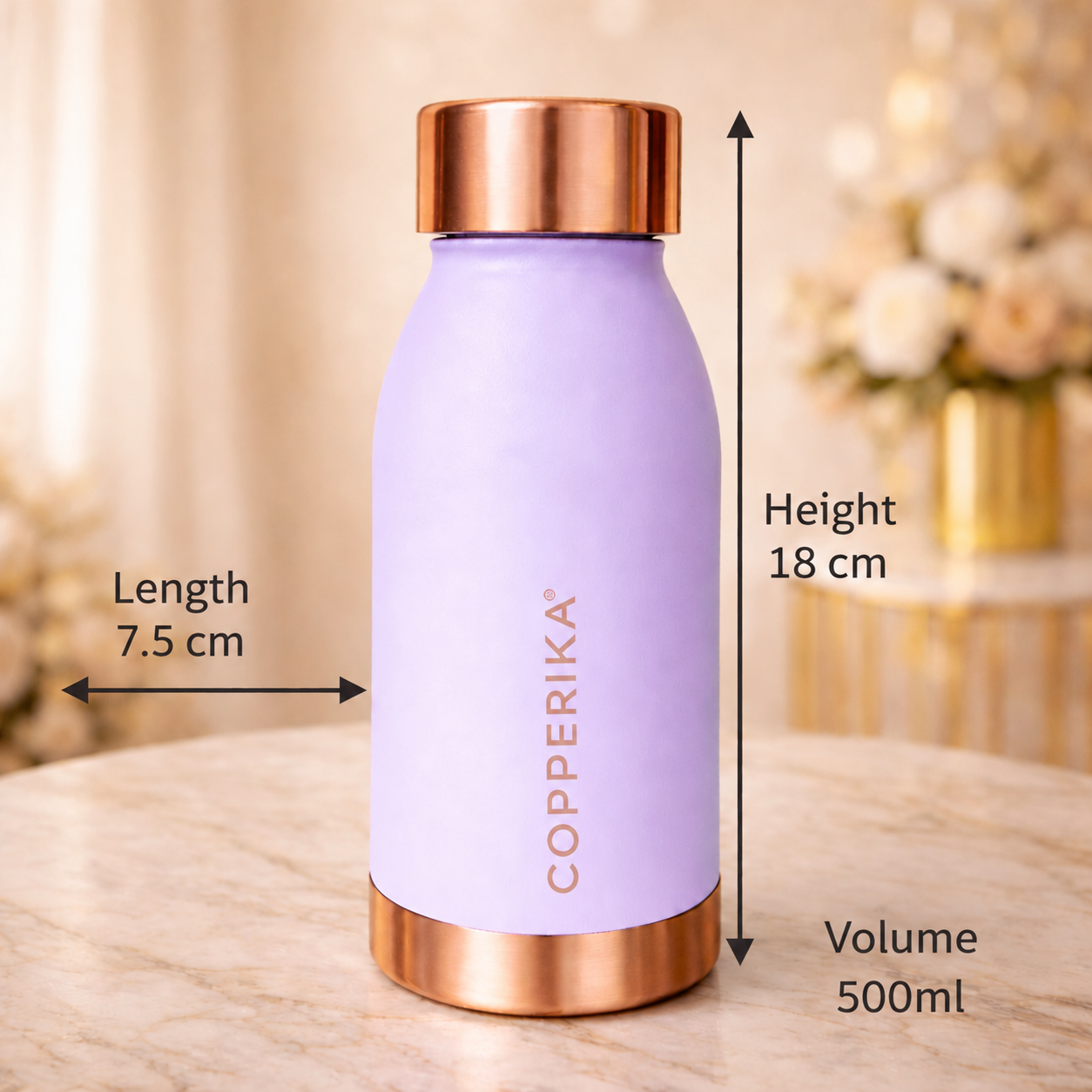 Copperika® Printed 100% Pure Copper Water Bottle 500ml | Original Heavy Build | Gift Item | Marriage | Return Gift Item For Home, Office, Kids & Etc