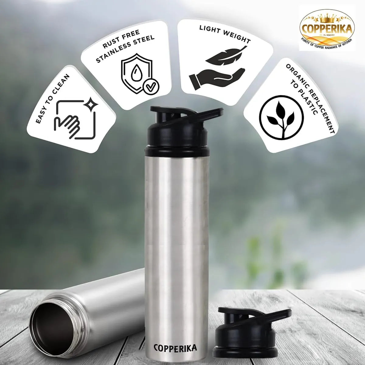 Copperika Prime Stainless Steel Water Bottle 1 Litre