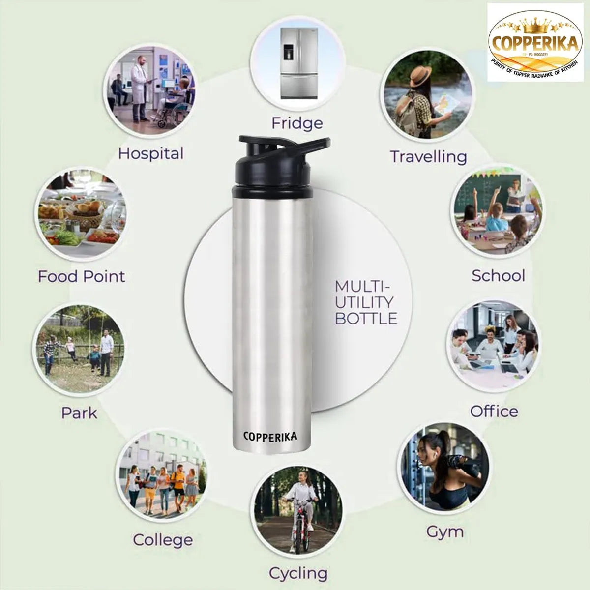 Copperika Prime Stainless Steel Water Bottle 1 Litre
