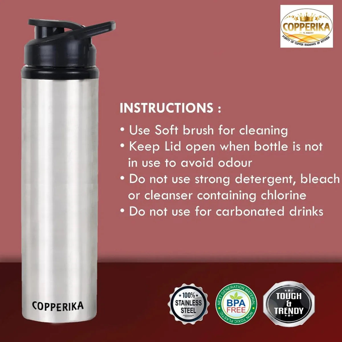 Copperika Prime Stainless Steel Water Bottle 1 Litre