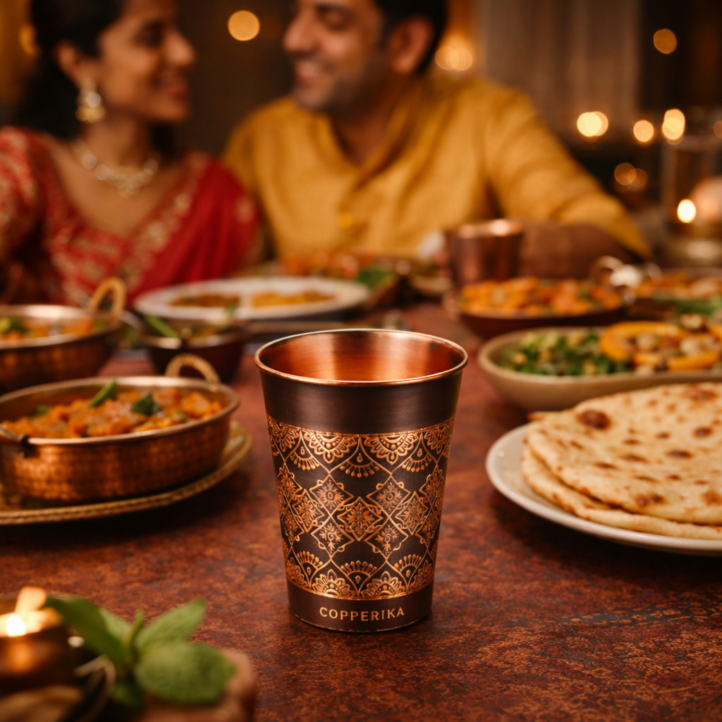 Copperika® Antique Design Original 100% Pure Copper Glass | Volume- 300 ml | Drinking Serving Water | Heavy Build | Eco Friendly with Ayurvedic & Other Health Benefits