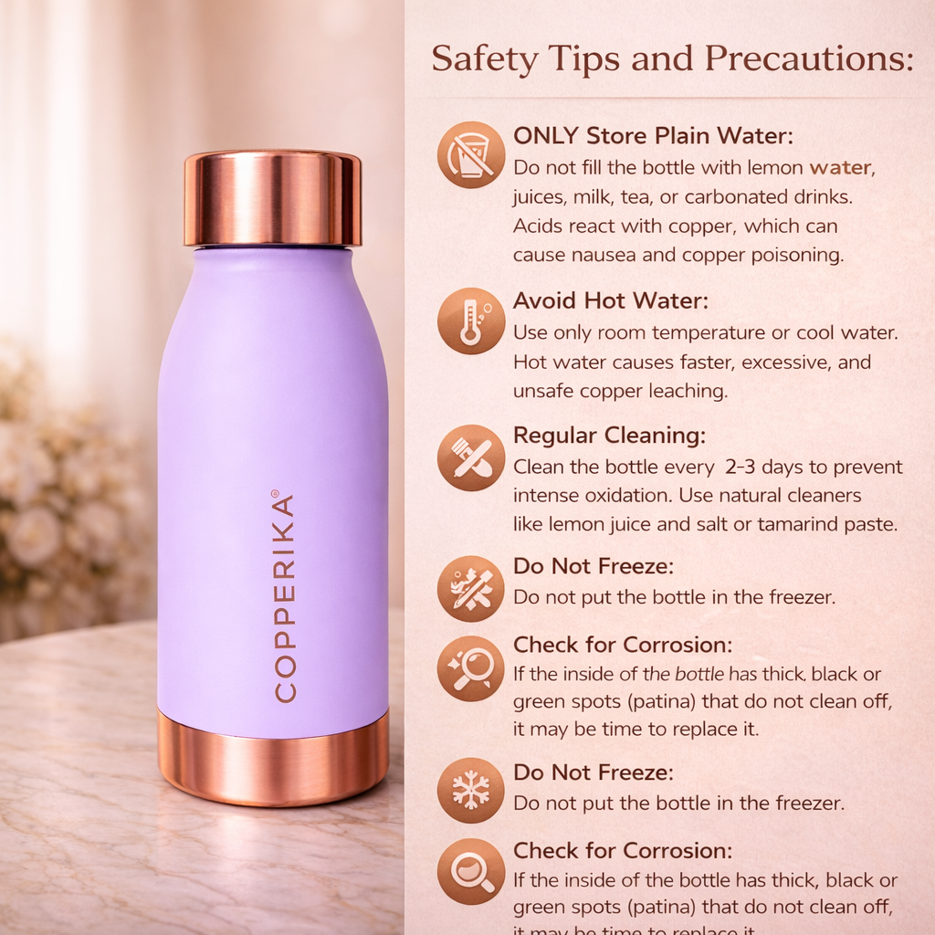 Copperika® Printed 100% Pure Copper Water Bottle 500ml | Original Heavy Build | Gift Item | Marriage | Return Gift Item For Home, Office, Kids & Etc