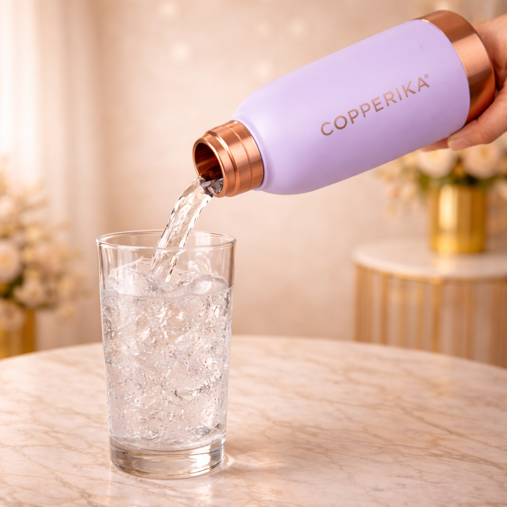 Copperika® Printed 100% Pure Copper Water Bottle 500ml | Original Heavy Build | Gift Item | Marriage | Return Gift Item For Home, Office, Kids & Etc