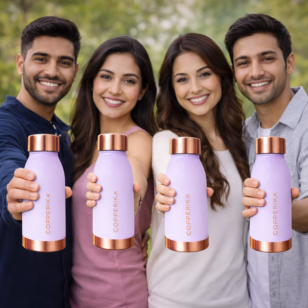 Copperika® Printed 100% Pure Copper Water Bottle 500ml | Original Heavy Build | Gift Item | Marriage | Return Gift Item For Home, Office, Kids & Etc