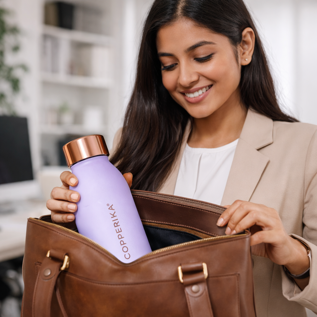 Copperika® Printed 100% Pure Copper Water Bottle 500ml | Original Heavy Build | Gift Item | Marriage | Return Gift Item For Home, Office, Kids & Etc