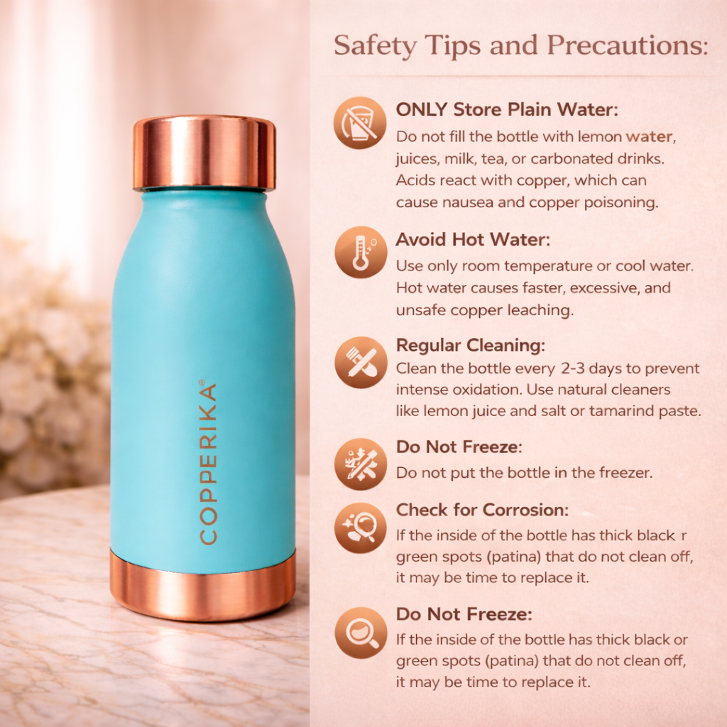 Copperika® Printed 100% Pure Copper Water Bottle 500ml Original Heavy Build | Gift Item | Marriage | Return Gift Item For Home, Office, Kids & Etc