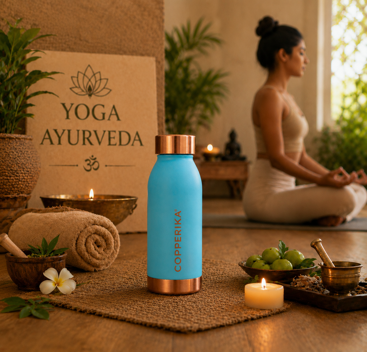 Copperika® Printed 100% Pure Copper Water Bottle 500ml Original Heavy Build | Gift Item | Marriage | Return Gift Item For Home, Office, Kids & Etc