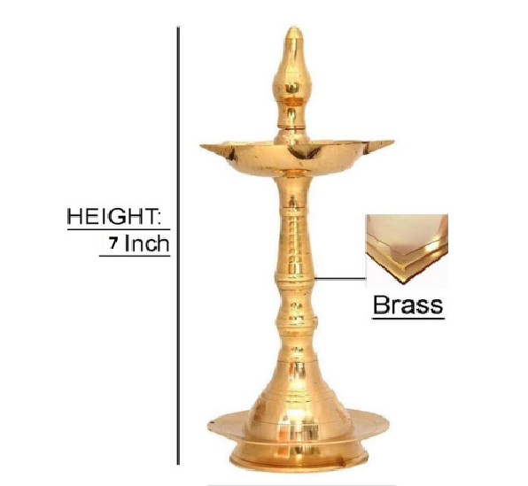 Copperika Pure Brass Diya Kerala Samai (Set of 2) Heavy Build | Traditional Oil Lamp Deepak Lamp Kutthu vilakku Panchmahal Deepam for Pooja Mandir Diwali Indian Puja Wedding Return Gift Items
