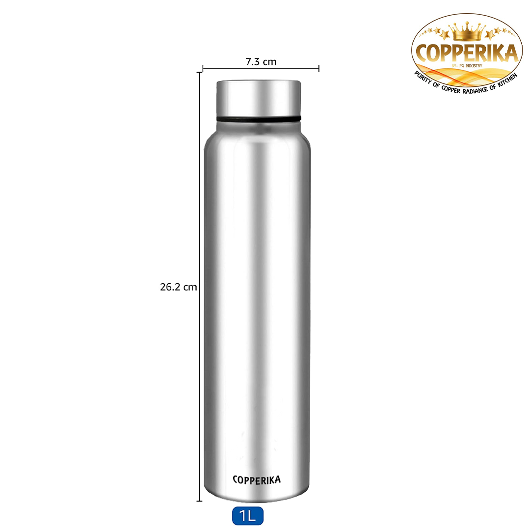 Copperika Premium Stainless Steel Water Bottle (1 litre - 1000ml) BPA Free | Rust Free | 100% Leak Proof | Heavy Build | Light Weight | For Home, Office, Travel, School, Kids & Yoga