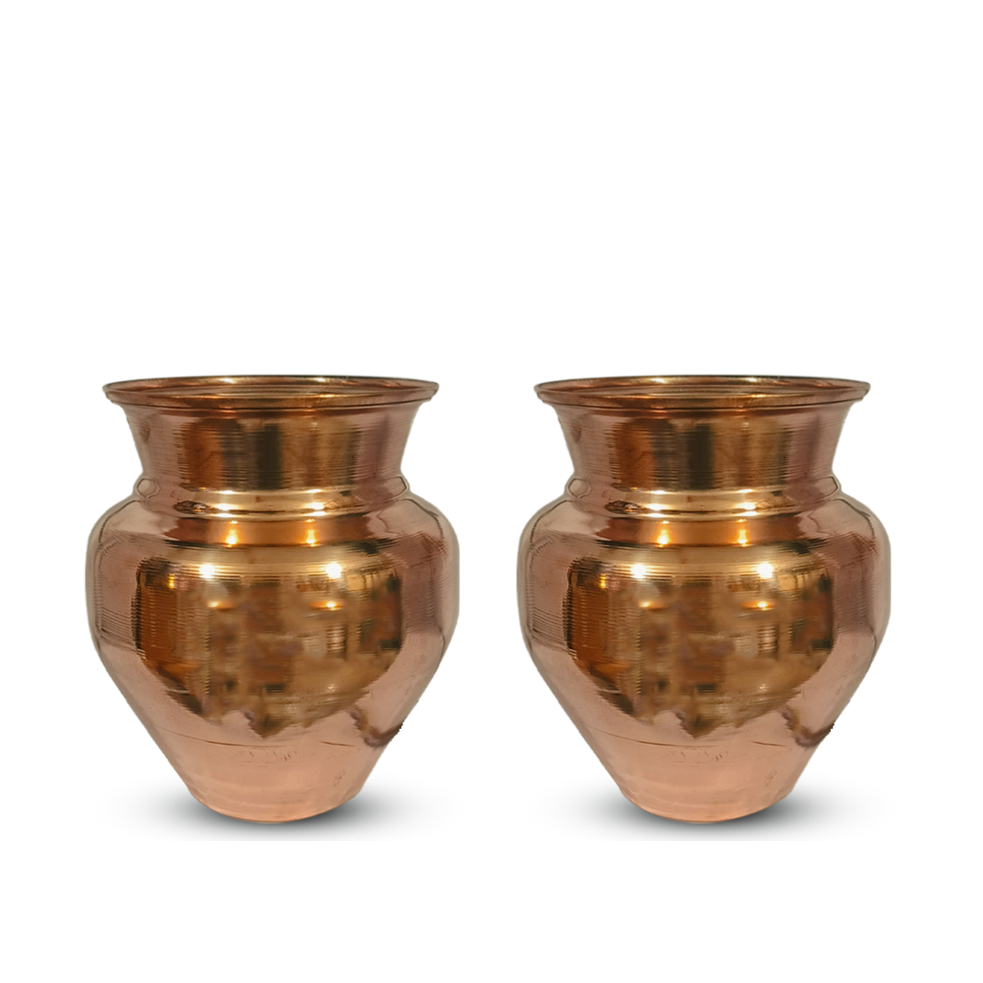 Copperika Pure Copper Kalash 1000ml Medium Size for Pooja & Drinking Water | Heavy Build | Copper Puja Lota for Festivals | Mangal Kalash | for Poojan Worship Temple Home | Light Weight