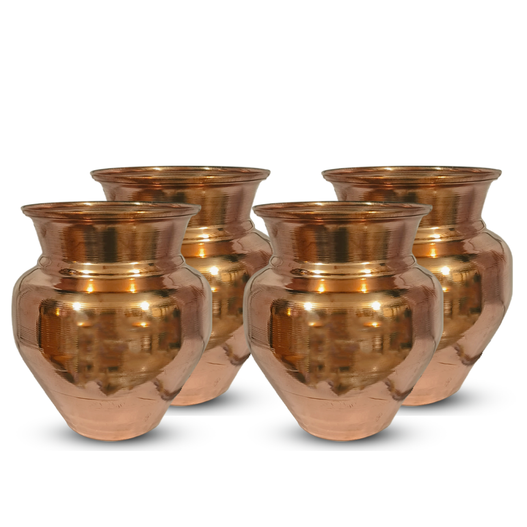 Copperika Pure Copper Kalash 1000ml Medium Size for Pooja & Drinking Water | Heavy Build | Copper Puja Lota for Festivals | Mangal Kalash | for Poojan Worship Temple Home | Light Weight
