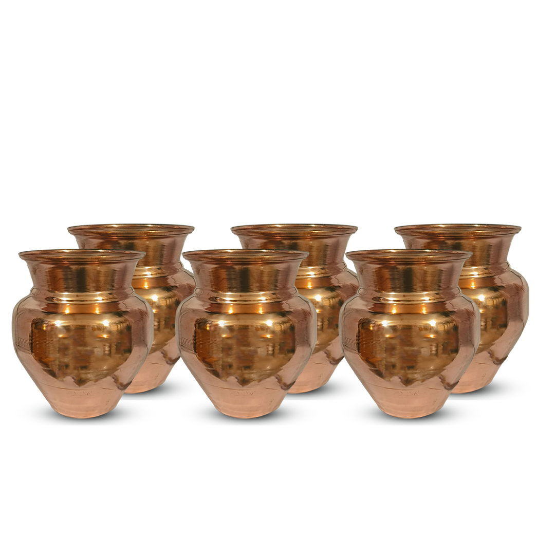 Copperika Pure Copper Kalash 1000ml Medium Size for Pooja & Drinking Water | Heavy Build | Copper Puja Lota for Festivals | Mangal Kalash | for Poojan Worship Temple Home | Light Weight