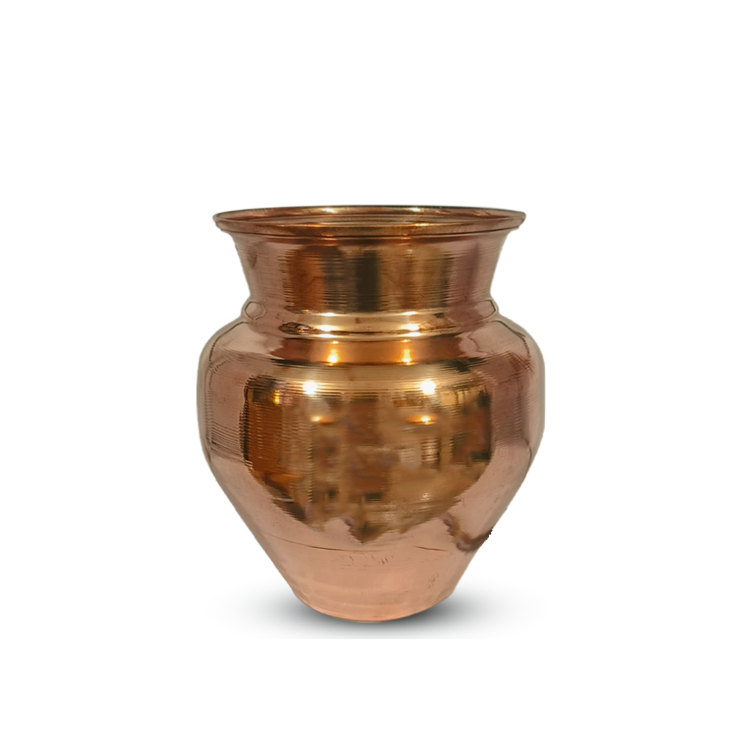 Copperika Pure Copper Kalash 1000ml Medium Size for Pooja & Drinking Water | Heavy Build | Copper Puja Lota for Festivals | Mangal Kalash | for Poojan Worship Temple Home | Light Weight