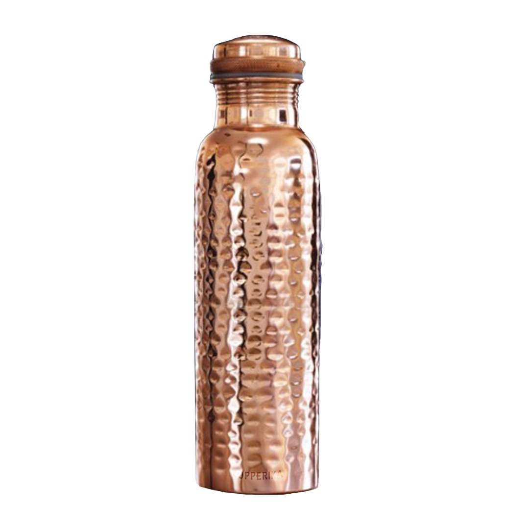 Copperika Hammered Polish Copper Water Bottle 1 Litre (1000ml) Original Heavy Build | BPA Free | 100% Leak Proof With Ayurvedic & Other Health Benefits For Home, Office, & Travel