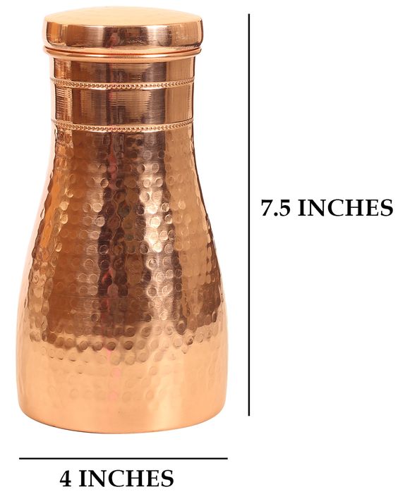 Copperika Pure Bedroom Jar Copper Water Bottle 1 Litre - 1000ml Original With Ayurvedic & Other Health Benefits | BPA Free | Heavy Quality Build | For Home, Office, Kids & Travel