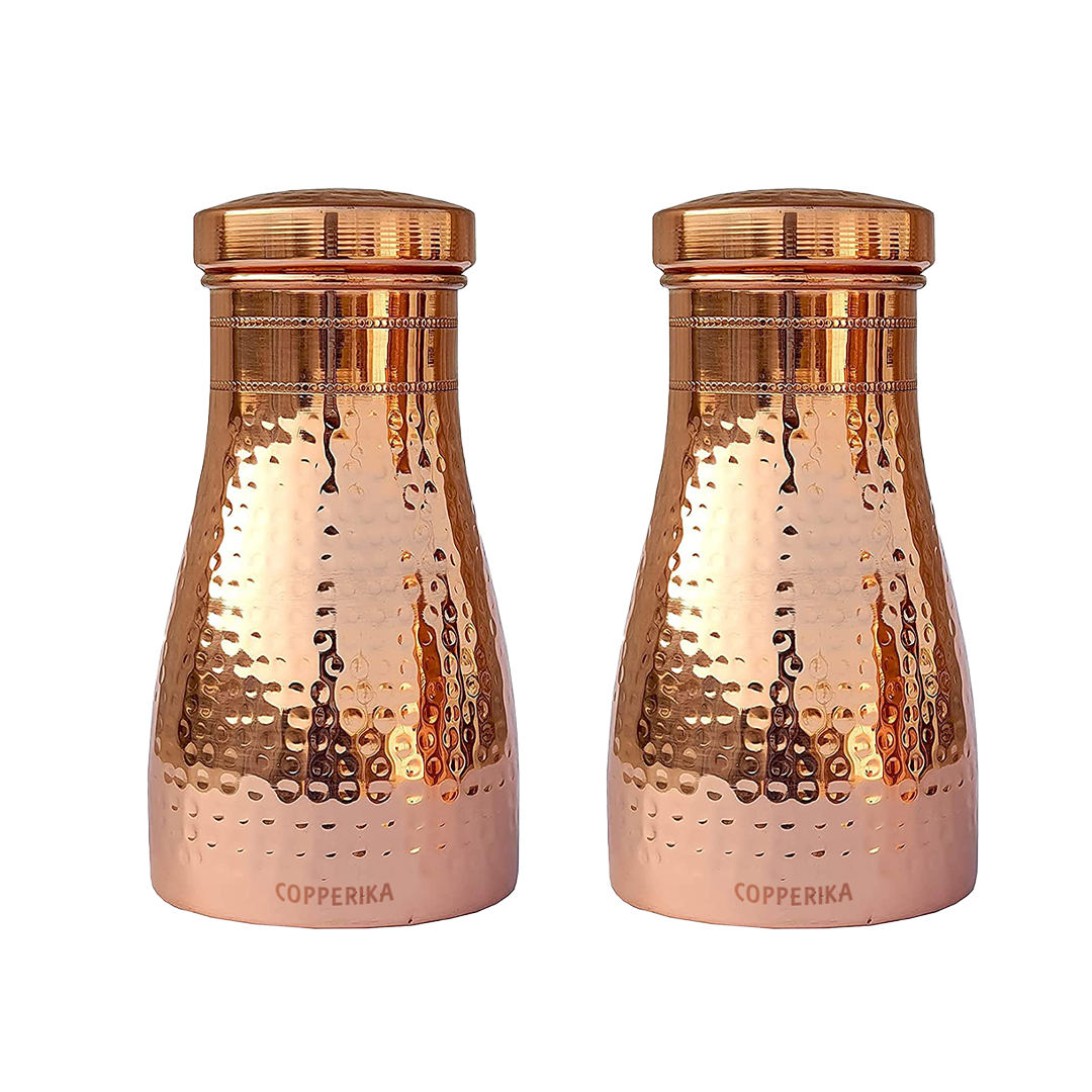 Copperika Pure Bedroom Jar Copper Water Bottle 1 Litre - 1000ml Original With Ayurvedic & Other Health Benefits | BPA Free | Heavy Quality Build | For Home, Office, Kids & Travel
