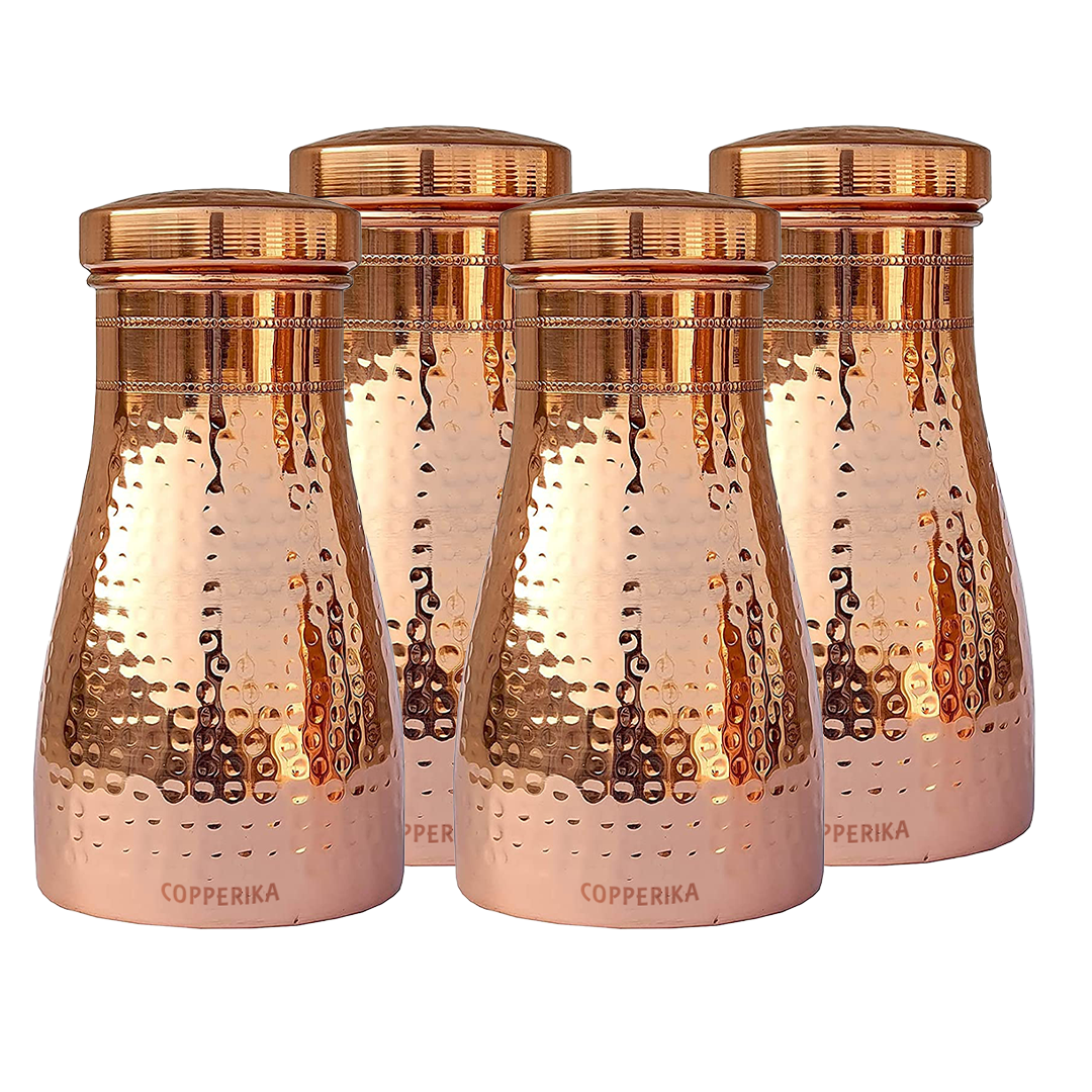 Copperika Pure Bedroom Jar Copper Water Bottle 1 Litre - 1000ml Original With Ayurvedic & Other Health Benefits | BPA Free | Heavy Quality Build | For Home, Office, Kids & Travel