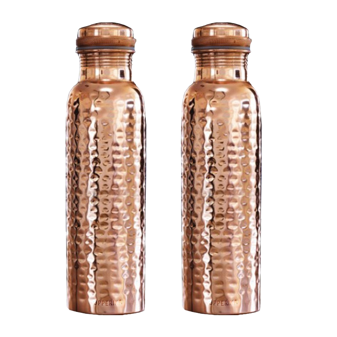 Copperika Hammered Polish Copper Water Bottle 1 Litre (1000ml) Original Heavy Build | BPA Free | 100% Leak Proof With Ayurvedic & Other Health Benefits For Home, Office, & Travel