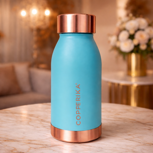 Copperika® Printed 100% Pure Copper Water Bottle 500ml Original Heavy Build | Gift Item | Marriage | Return Gift Item For Home, Office, Kids & Etc